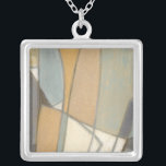 Curved Lines & Muted Earth Tones Silver Plated Necklace<br><div class="desc">This amazing print by Norman Wyatt shows a number of geometric shapes created by smooth curved lines and colored by muted earth tones. A stylish piece that would look great on a number of products. Order yours now!</div>