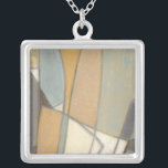 Curved Lines & Muted Earth Tones Silver Plated Necklace<br><div class="desc">This amazing print by Norman Wyatt shows a number of geometric shapes created by smooth curved lines and colored by muted earth tones. A stylish piece that would look great on a number of products. Order yours now!</div>