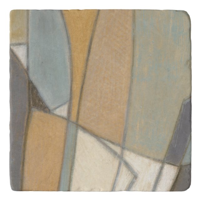 Curved Lines & Muted Earth Tones Trivet (Front)
