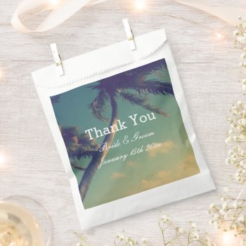 Curved Palm Tree Blue Green Beach Theme Wedding Favor Bag by photoedit at Zazzle