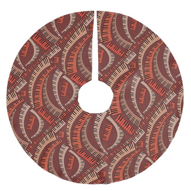 Curved Piano Keys Brushed Polyester Tree Skirt (Front)