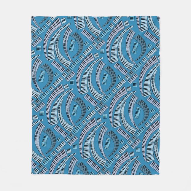Curved Piano Keys Fleece Blanket (Front)