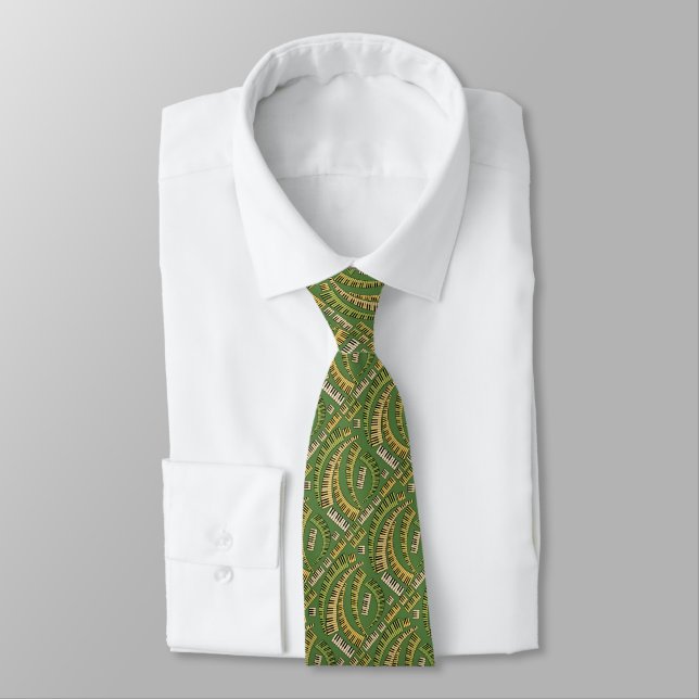 Curved Piano Keys Neck Tie (Tied)