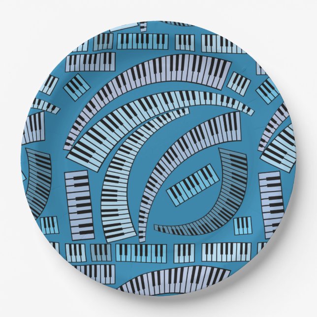 Curved Piano Keys Paper Plates (Front)
