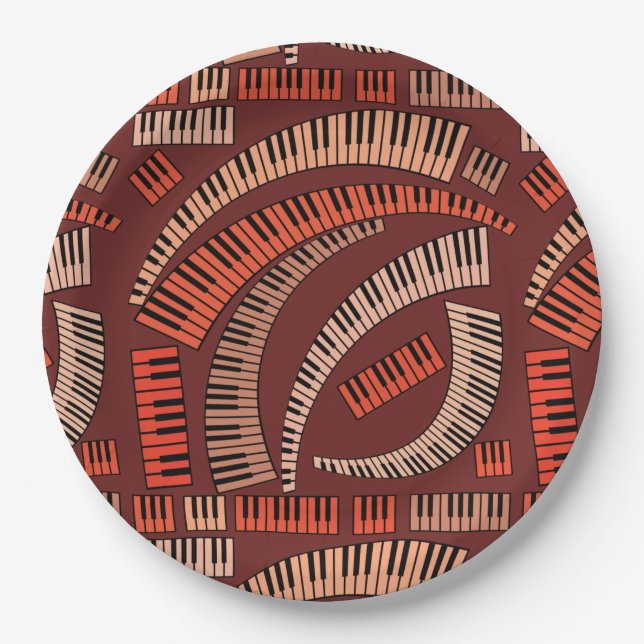 Curved Piano Keys Paper Plates (Front)