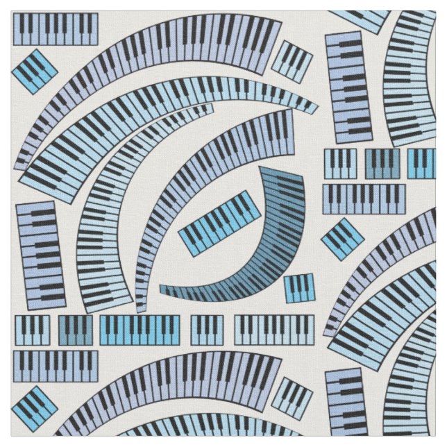 Curved Piano Keys Pattern Fabric (Close Up)