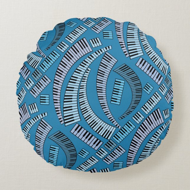 Curved Piano Keys Round Pillow (Front)