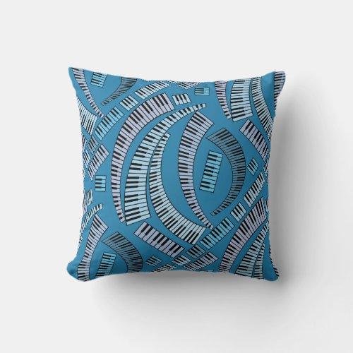 Curved Piano Keys Throw Pillow