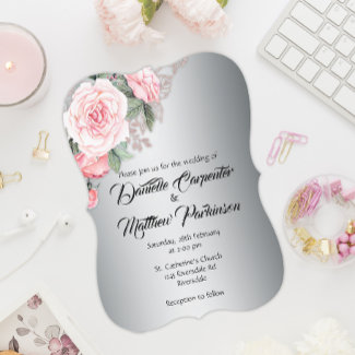 Curved Pink Rose Silver Elegance Wedding 