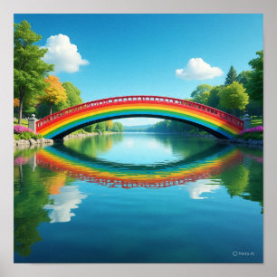 Curved Rainbow Bridge Reflection Poster