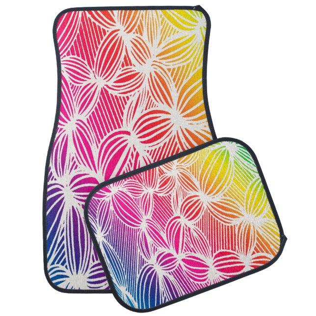 Curved rainbow lines car floor mat (Set)