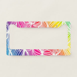 Curved rainbow lines license plate frame