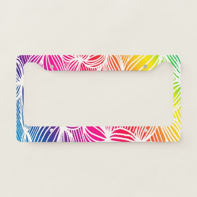 Curved rainbow lines license plate frame (Front)