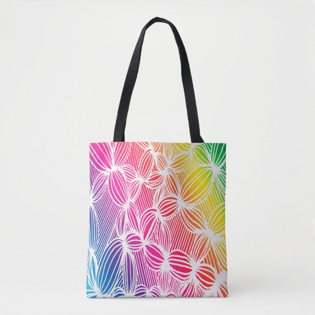 Curved rainbow lines tote bag (Front)