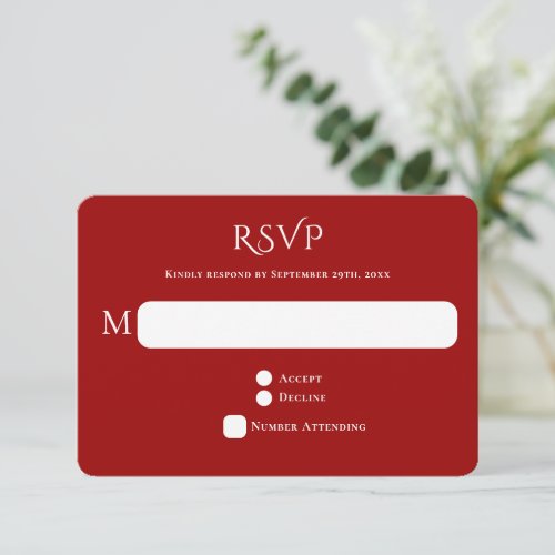 Curved Red Typography Wedding RSVP Card