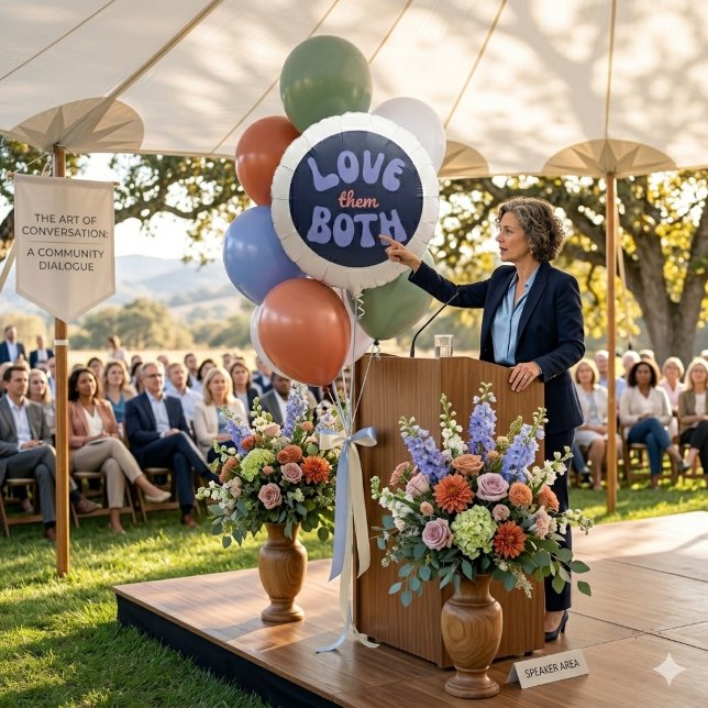 Curved Retro Love Them Both Pro Life Message Balloon (Creator Uploaded)