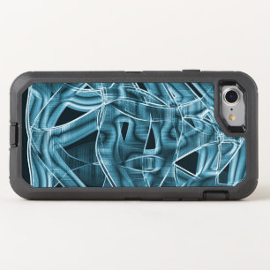 Curved ribbons, blue neon with relief and overlap OtterBox defender iPhone SE/8/7 case