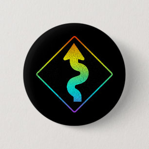 curved road ahead street sign button
