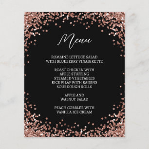 Curved Rose Gold Glitter Black Menu