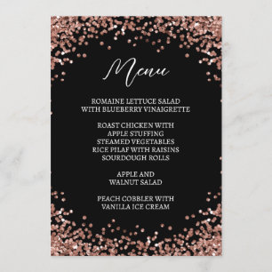 Curved Rose Gold Glitter Black Menu