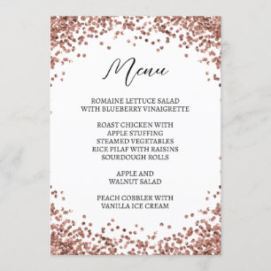 Curved Rose Gold Glitter White Menu