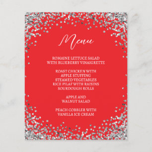 Curved Silver Glitter Red Menu