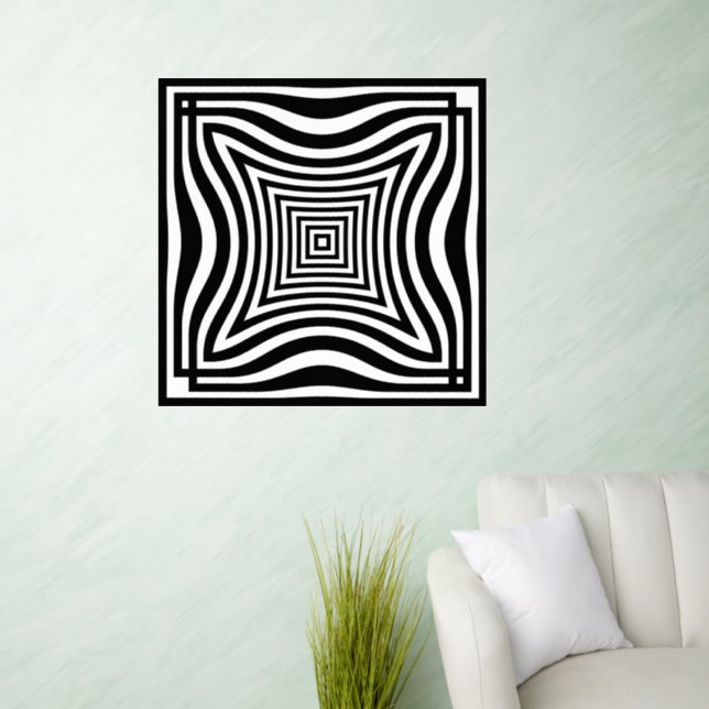 Curved Square Optical Art Wall Decal (Living Room)