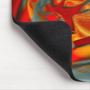 Curved staines in scratched orange to red on gray  mouse pad