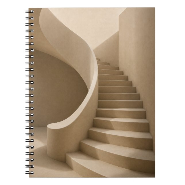 Curved Staircase Minimalist Beige Notebook (Front)