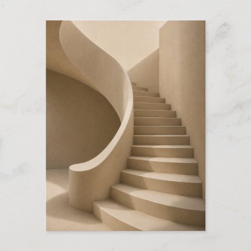 Curved Staircase Minimalist Beige Postcard