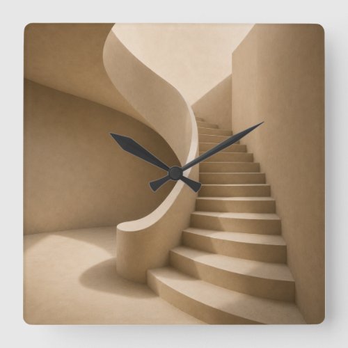 Curved Staircase Minimalist Beige Wall Clock