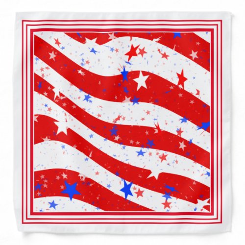 Curved Stars  Stripes Red White  Blue American Bandana