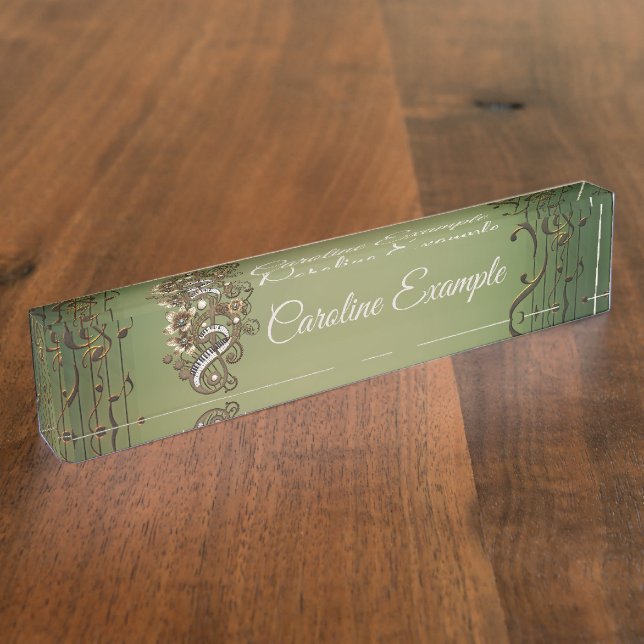 Curved steampunk piano keyboard.  desk name plate (Side)