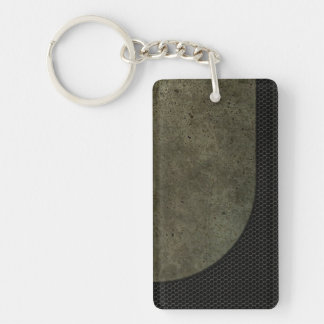 Curved Steel Plate Graphic on Industrial Mesh Keychain