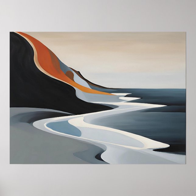 Curved Sweep - Minimalist Abstract Wave Art Print (Front)