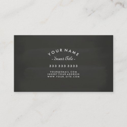 Curved Text Chalkboard Professional Business Card