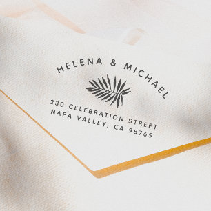 Curved Text Couples Names Palm Leaf Return Address Self-inking Stamp
