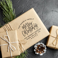 Curved Text Family Name Christmas Return Address