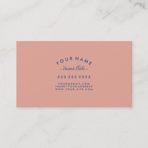 Curved Text Professional Coral Pink Classic Blue Business Card