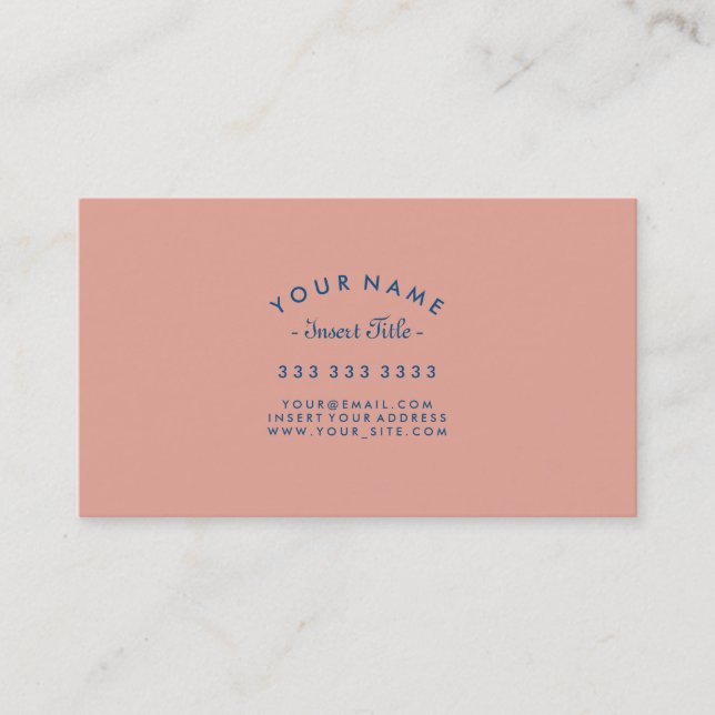Curved Text Professional Coral Pink Classic Blue Business Card (Front)