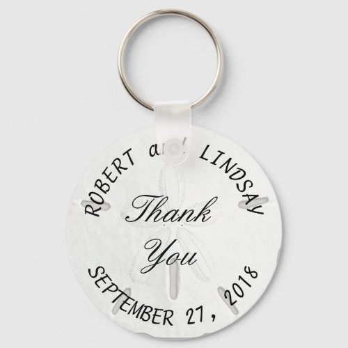 Curved Text Sand Dollar Wedding Favor Keychain