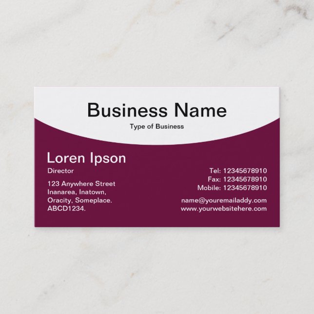 Curved Top - Deep Crimson Business Card (Front)
