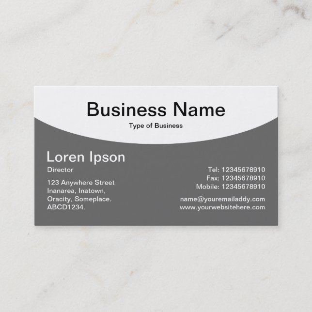 Curved Top - Gray Business Card (Front)