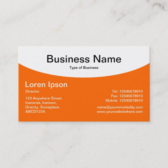 Curved Top - Orange Business Card (Front)