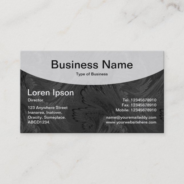 Curved Top v3c - Black Business Card (Front)