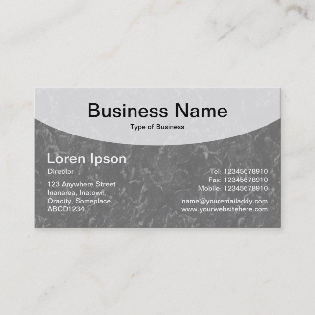 Curved Top v3d - Gray Business Card (Front)