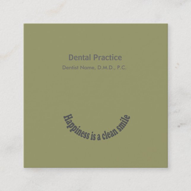 Curved UP Green  Dentist Smile Typography Appointment Card (Front)