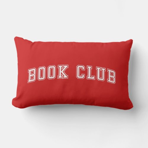 Curved Varsity Style Book Club with Editable Color Lumbar Pillow