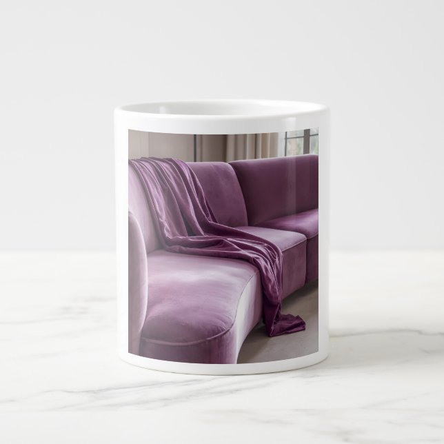 Curved Velvet Sofa Draping Art Deco Texture Giant Coffee Mug (Front)