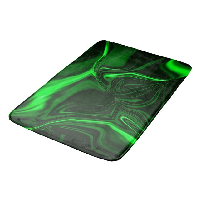 Curves and folds green nickel-plated in dark fund. bath mat (Angled)